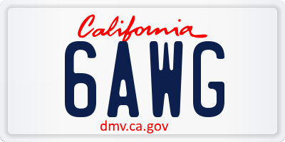 CA license plate 6AWG