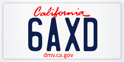 CA license plate 6AXD