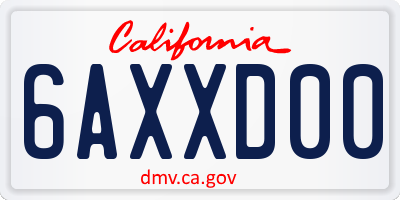 CA license plate 6AXXD00