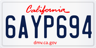 CA license plate 6AYP694