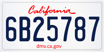 CA license plate 6B25787