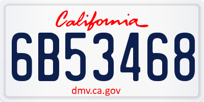 CA license plate 6B53468