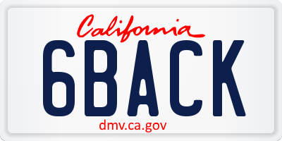 CA license plate 6BACK