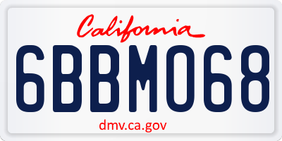 CA license plate 6BBMO68