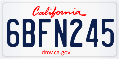 CA license plate 6BFN245