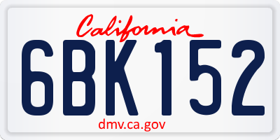 CA license plate 6BK152