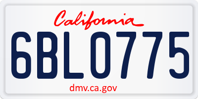 CA license plate 6BL0775