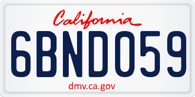 CA license plate 6BND059