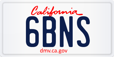 CA license plate 6BNS