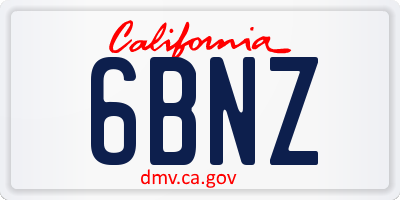 CA license plate 6BNZ