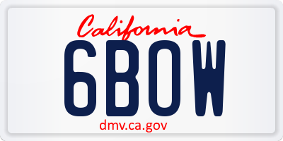 CA license plate 6BOW