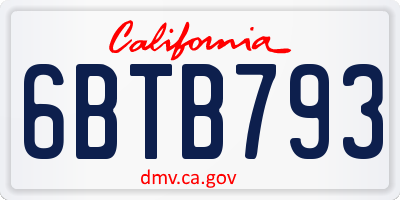 CA license plate 6BTB793