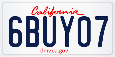 CA license plate 6BUY07