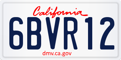 CA license plate 6BVR12