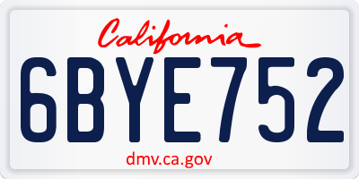 CA license plate 6BYE752