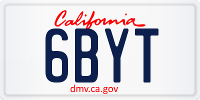 CA license plate 6BYT