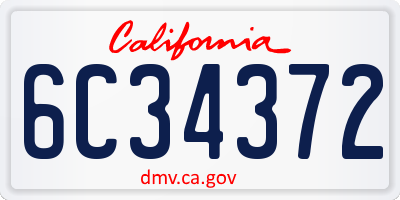 CA license plate 6C34372