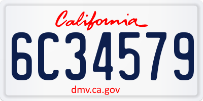 CA license plate 6C34579