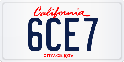 CA license plate 6CE7