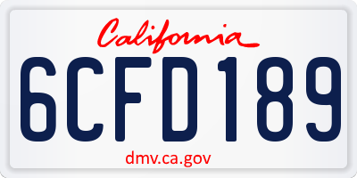 CA license plate 6CFD189