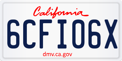 CA license plate 6CFI06X