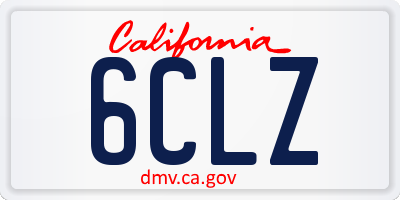 CA license plate 6CLZ