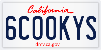 CA license plate 6COOKYS