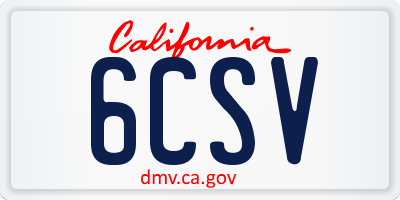 CA license plate 6CSV