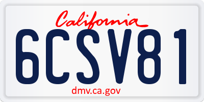 CA license plate 6CSV81