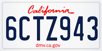 CA license plate 6CTZ943