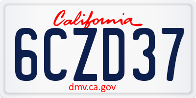 CA license plate 6CZD37