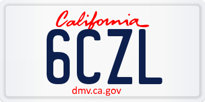 CA license plate 6CZL