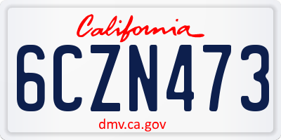 CA license plate 6CZN473