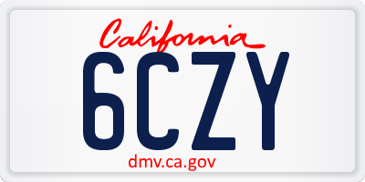 CA license plate 6CZY