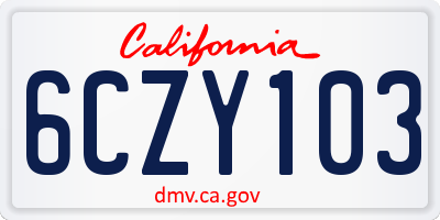 CA license plate 6CZY103