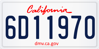 CA license plate 6D11970