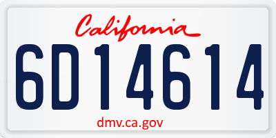 CA license plate 6D14614