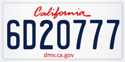 CA license plate 6D20777