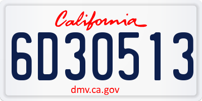 CA license plate 6D30513