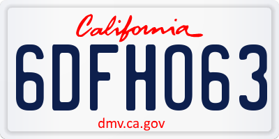 CA license plate 6DFHO63