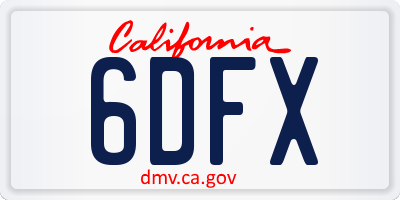 CA license plate 6DFX