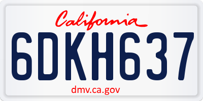 CA license plate 6DKH637