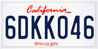 CA license plate 6DKK046