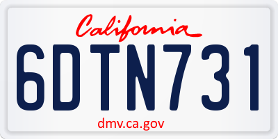 CA license plate 6DTN731