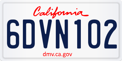 CA license plate 6DVN102