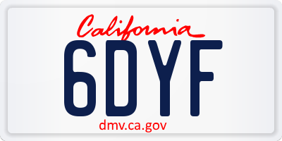 CA license plate 6DYF