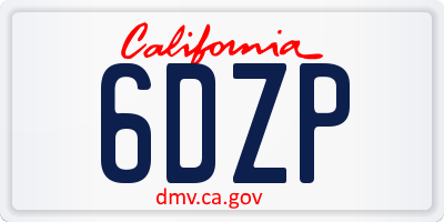 CA license plate 6DZP