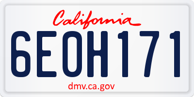 CA license plate 6E0H171