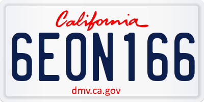 CA license plate 6E0N166