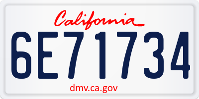 CA license plate 6E71734